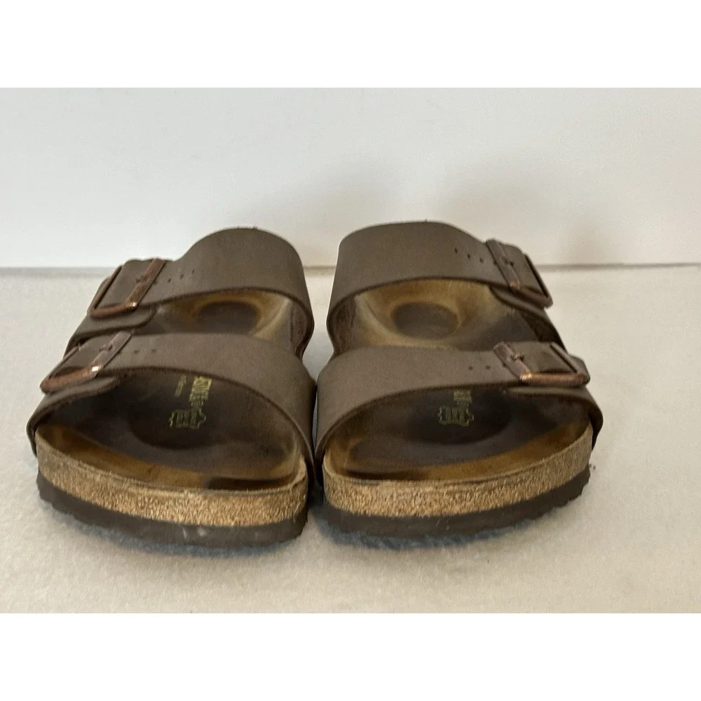 BIRKENSTOCK Arizona Birko-Flor Birkibuc Mocha Vegan Leather Sandals Men sz.13/46